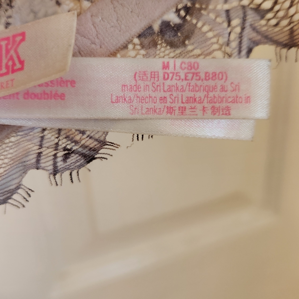 PINK Victoria's Secret Geometric Lace Bralette - Brown and Cream - Picture 8 of 11